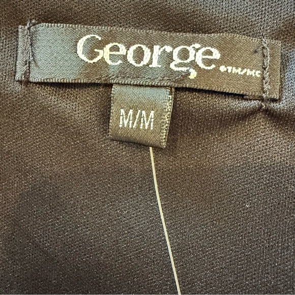 George Blouse Black & White Graphic Fitted Long Sheer Sleeve Criss Cross Bodice - Picture 9 of 10